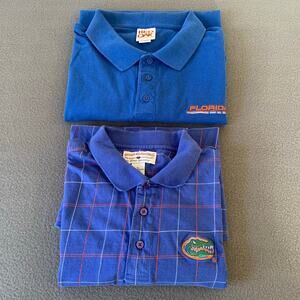 Lot of 2 Vintage Florida Gators Blue Polo Shirt College Football XL Short Sleeve